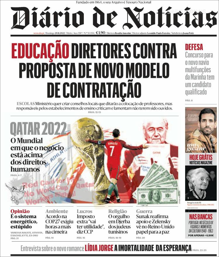 Portada de Diário de Noticias (Portugal)