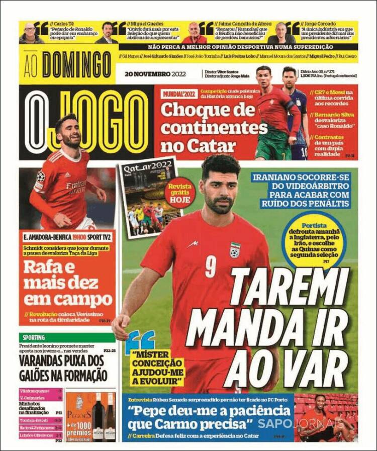 Portada de O Jogo (Portugal)