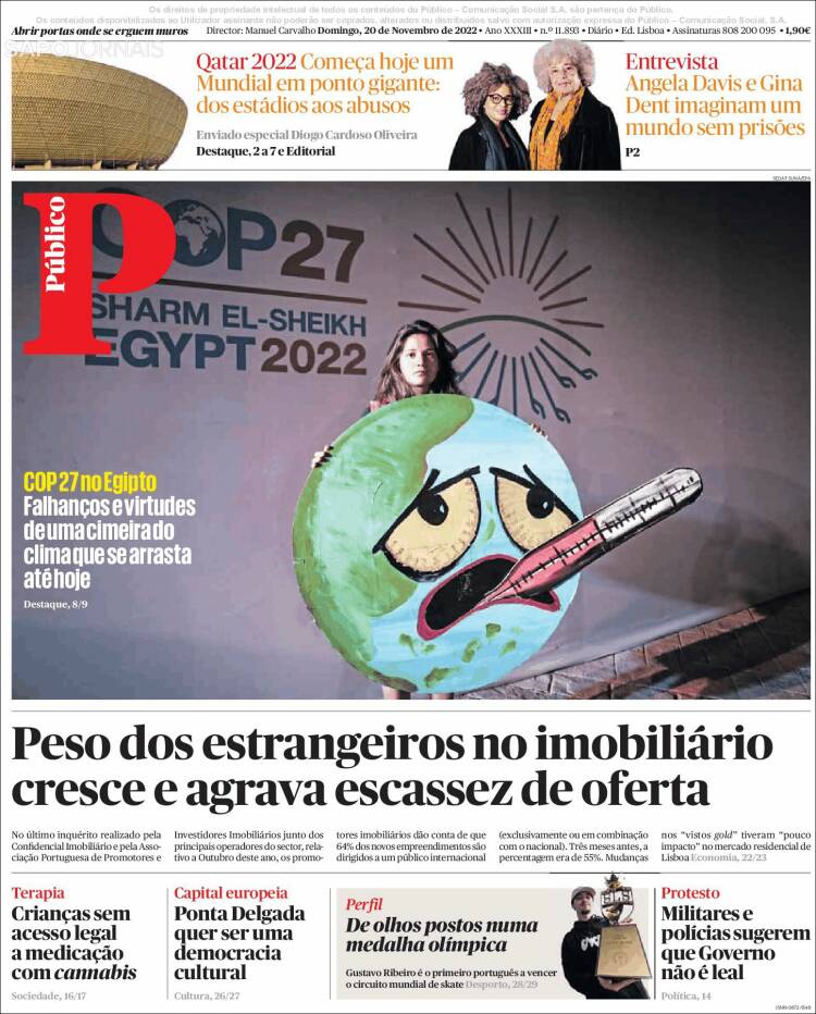 Portada de Público (Portugal)