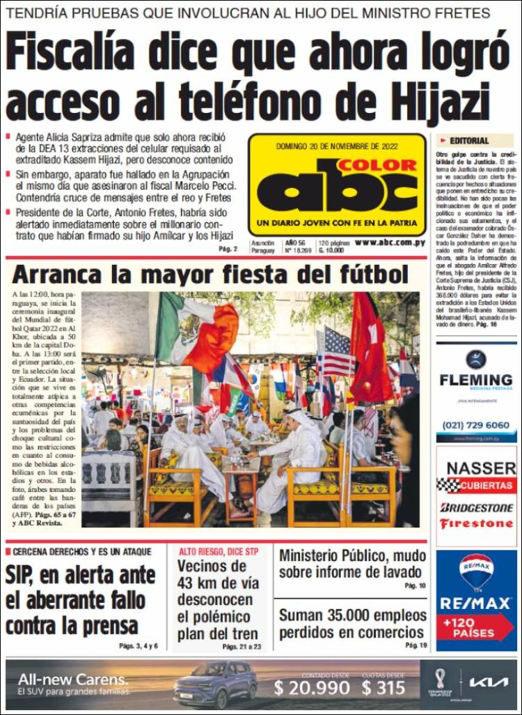 Portada de ABC Color (Paraguay)