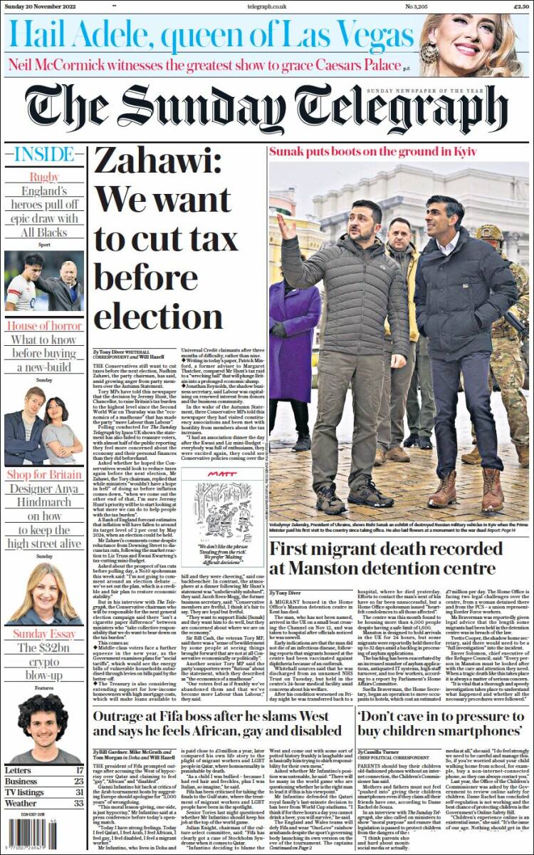 Portada de Daily Telegraph (Reino Unido)