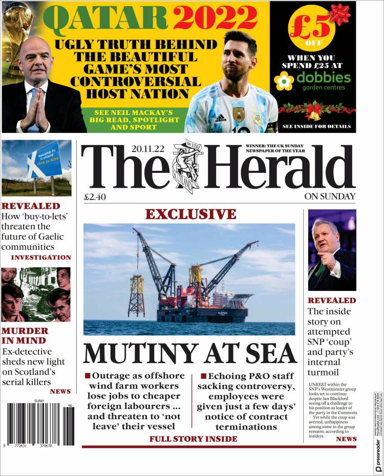 Portada de The Herald (Reino Unido)