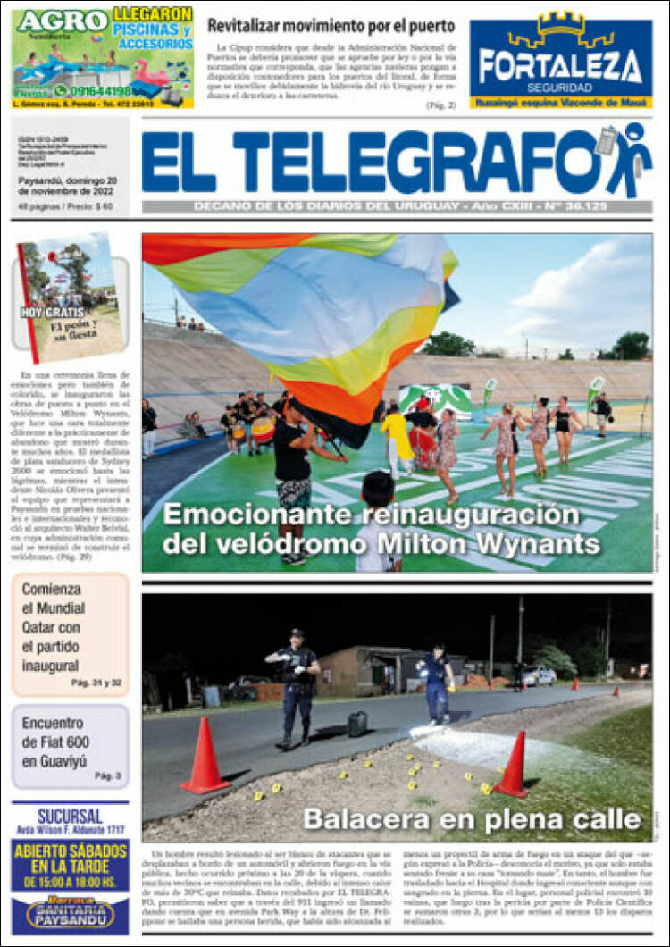 Portada de El Telégrafo (Uruguay)