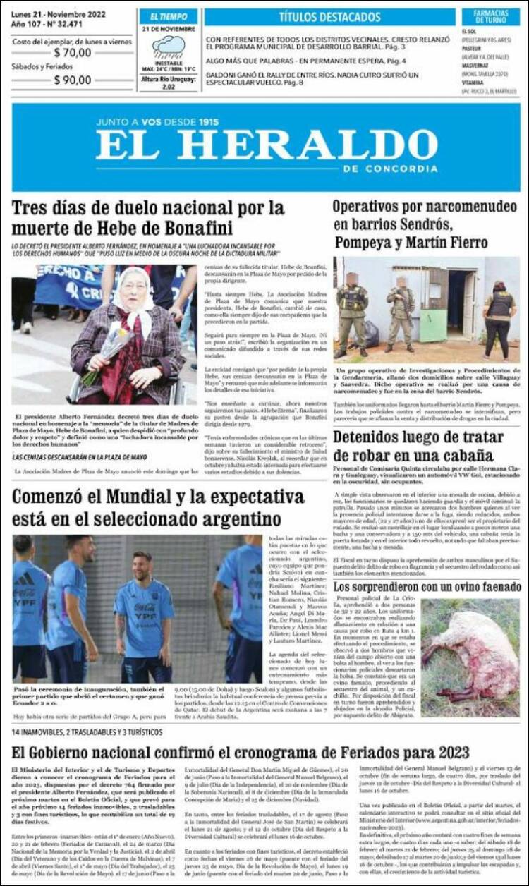 Portada de El Heraldo de Concordia (Argentina)