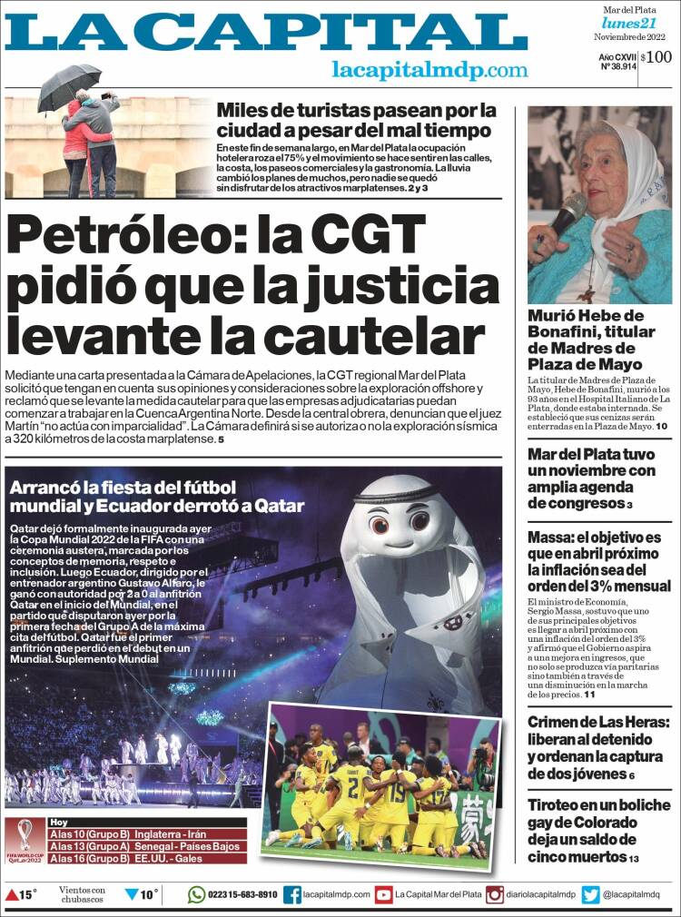 Portada de Diario La Capital - Mar del Plata (Argentina)