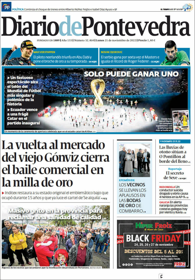 Portada de Diario de Pontevedra (España)