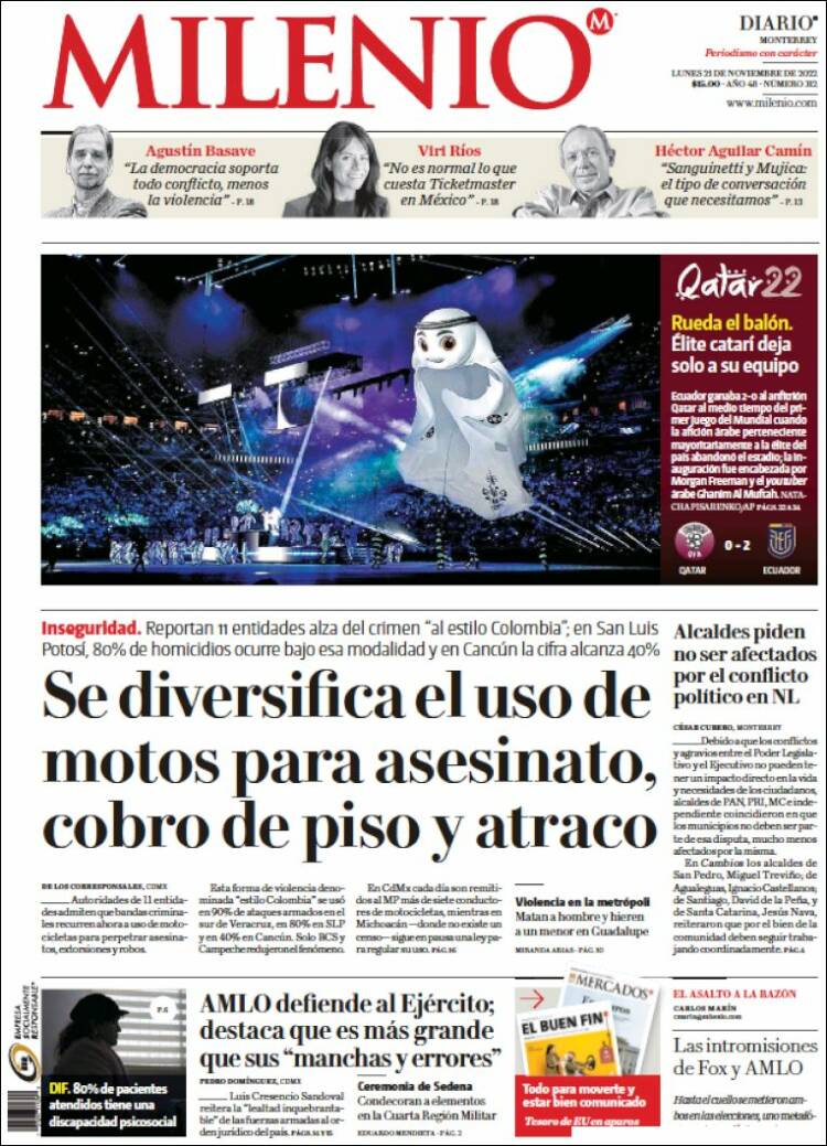 Portada de Milenio de Monterrey (México)