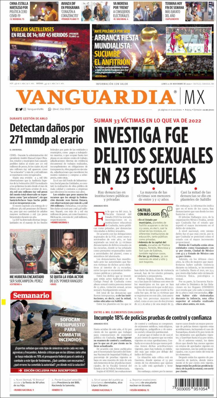 Portada de Vanguardia (México)