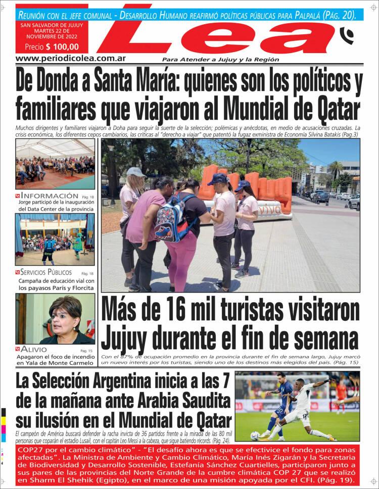 Portada de Periódico Lea (Argentina)