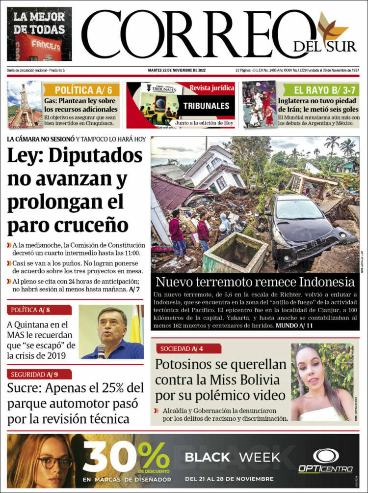 Portada de Correo Sur (Bolivia)