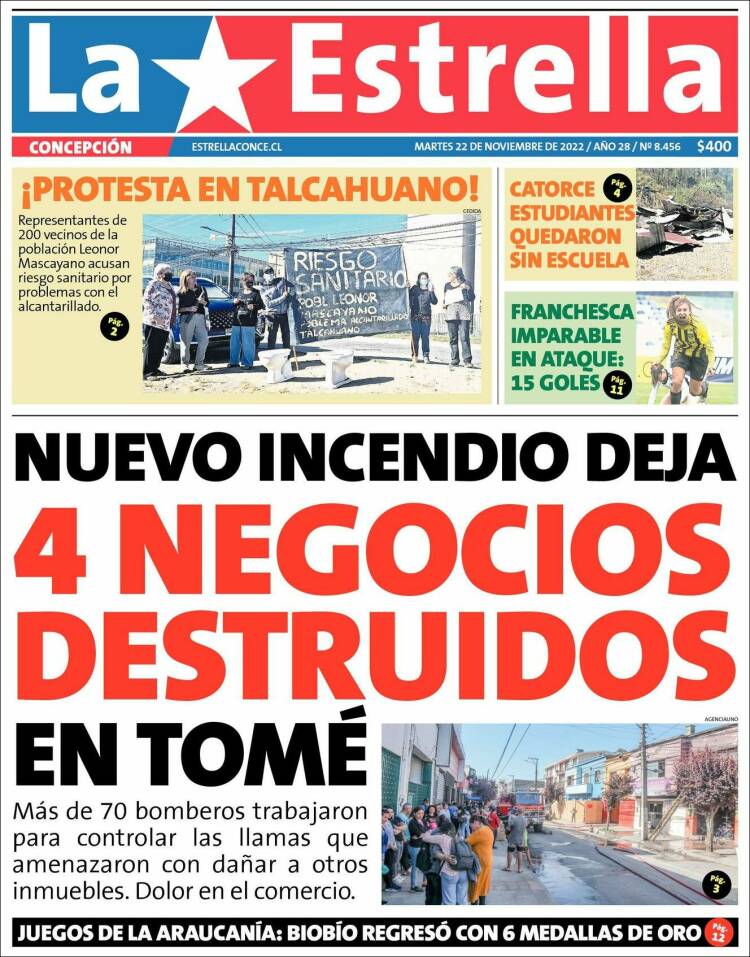 Portada de La Estrella de Concepción (Chile)