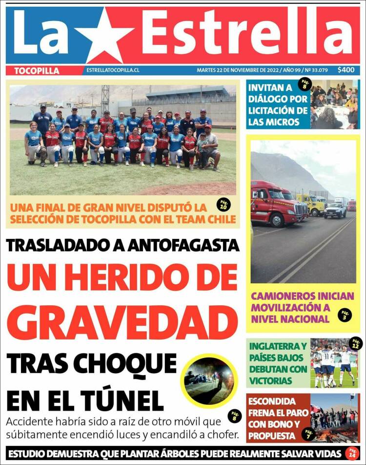 Portada de La Estrella de Tocopilla (Chile)