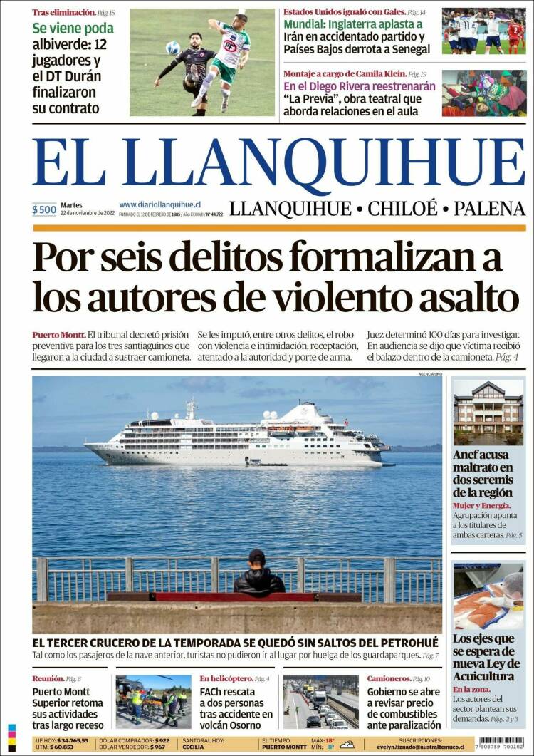 Portada de El Llanquihue (Chile)