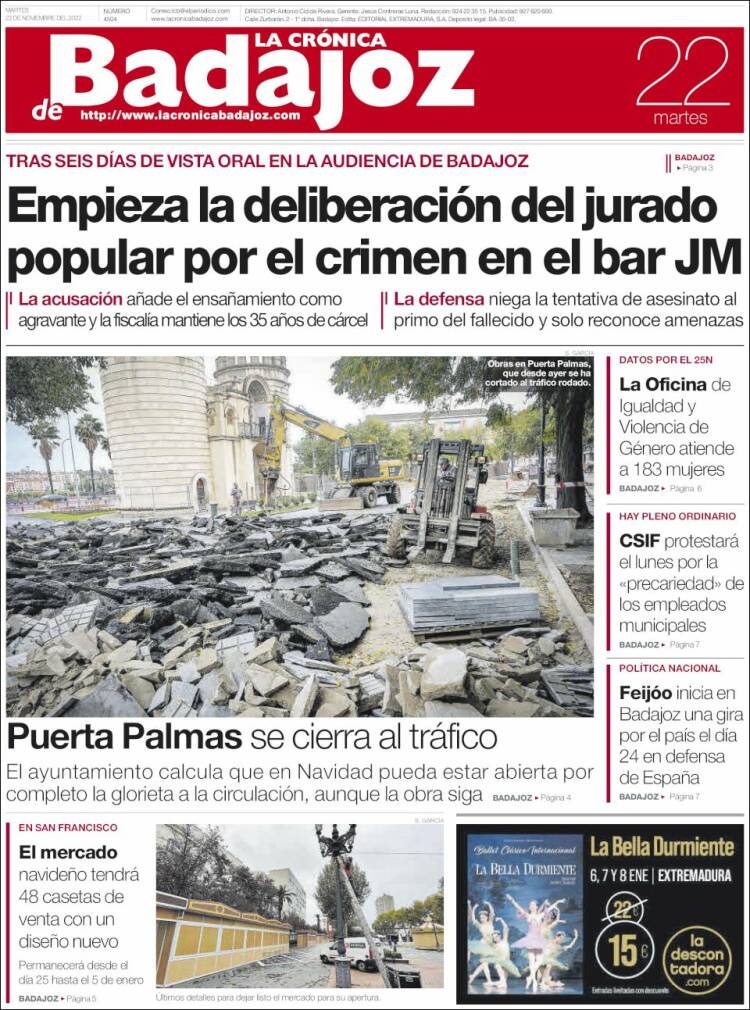 Portada de La Crónica de Badajoz (Spain)