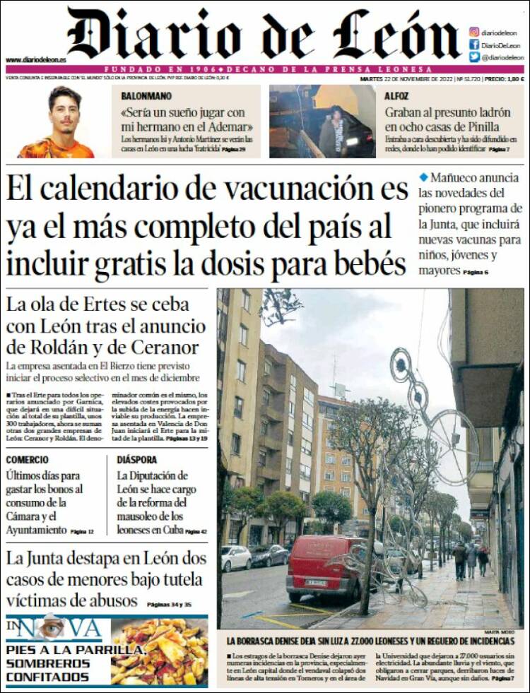 Portada de Diario de León (España)