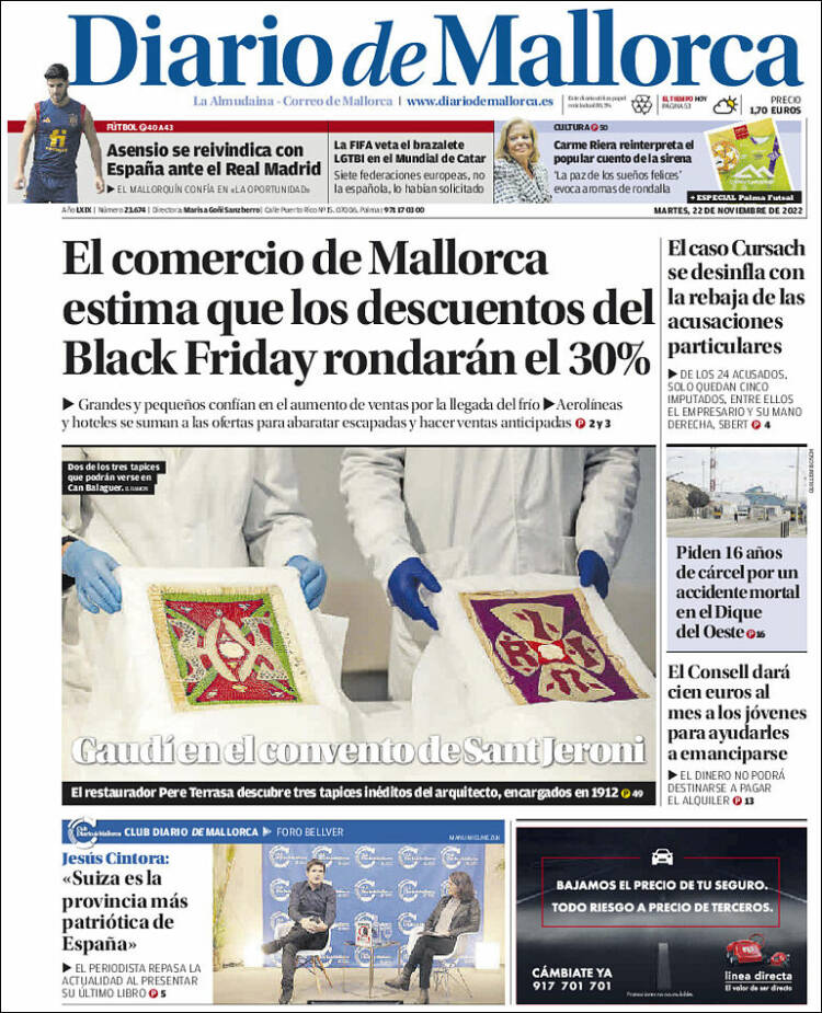 Portada de Diario de Mallorca (España)