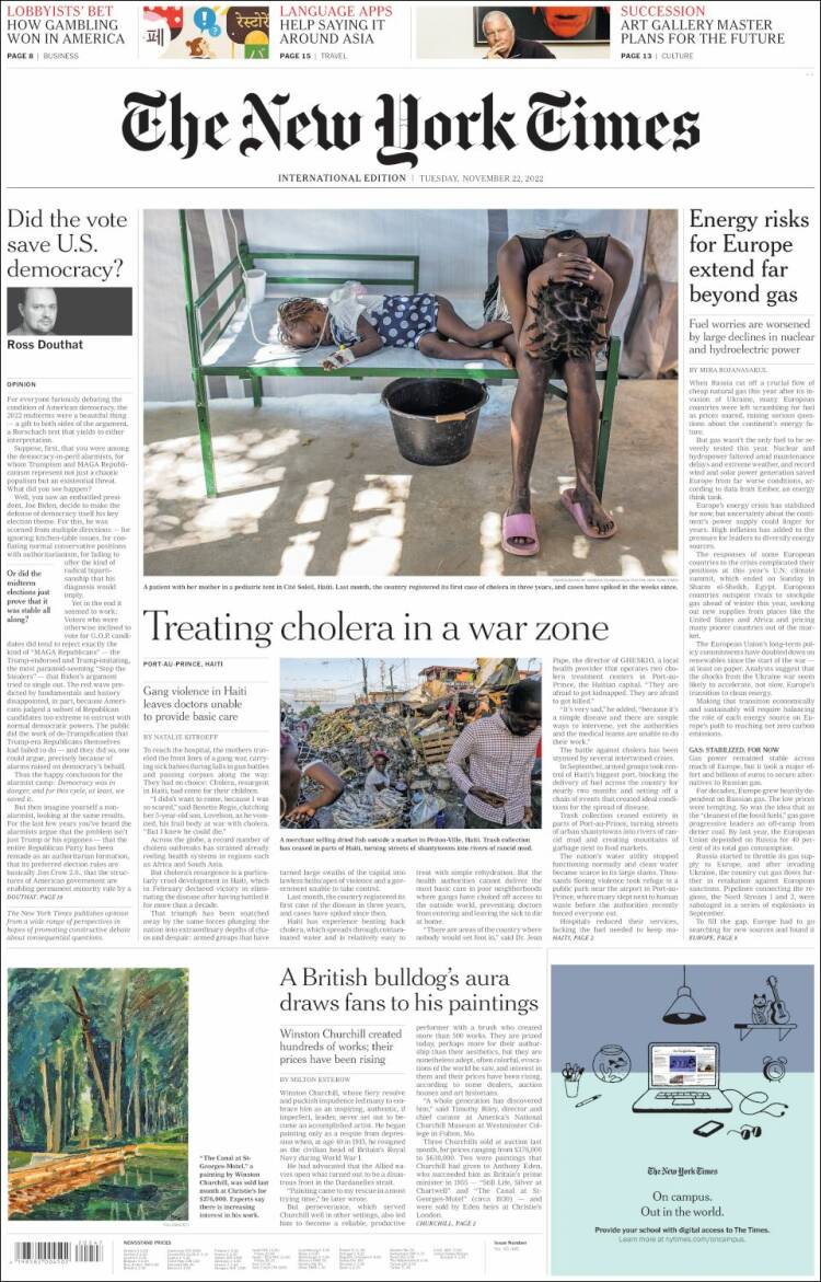 Portada de International New York Times (Europa)