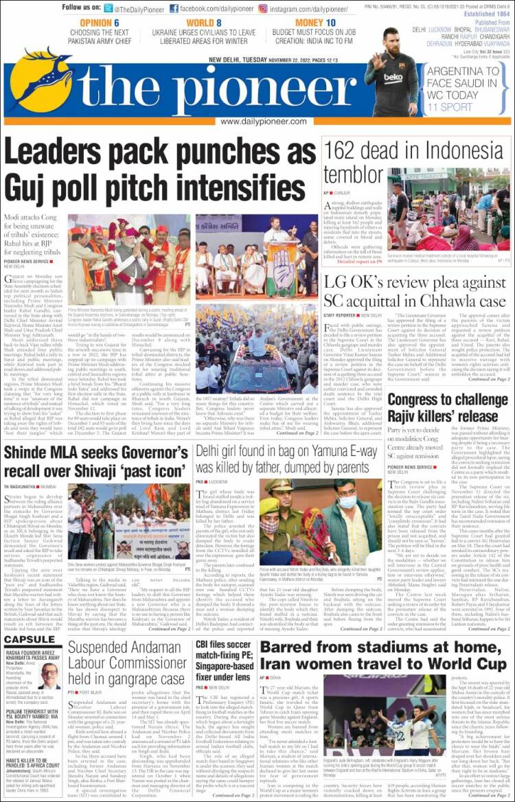 Portada de The Pioneer (India)