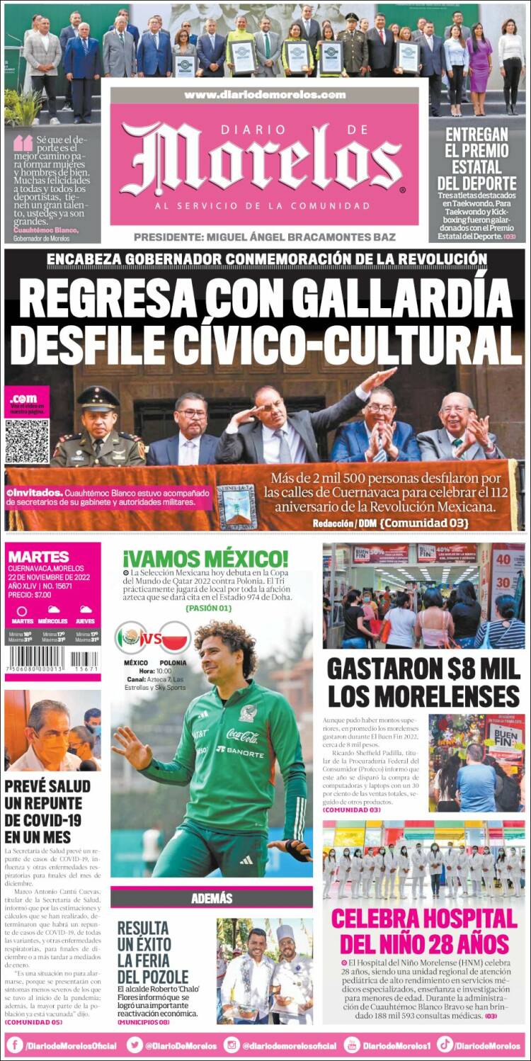 Portada de Diario de Morelos (Mexico)