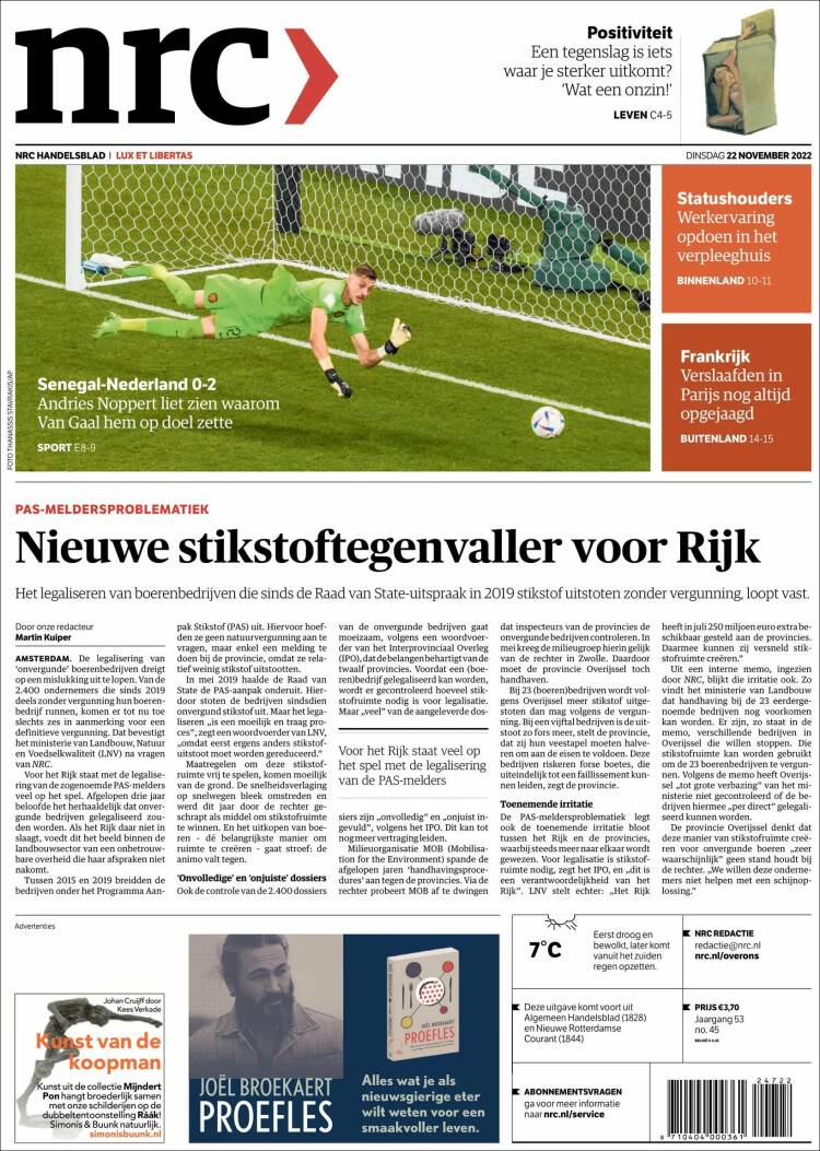 Portada de NRC Handelsblad (Pa&iacute;ses Bajos)