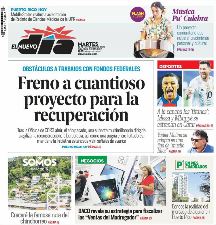Portada de El Nuevo Día (Puerto Rico)