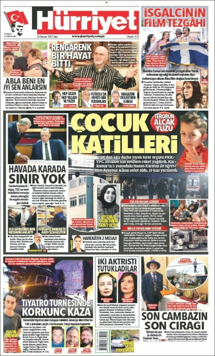 Portada de Hürriyet (Turqu&iacute;a)