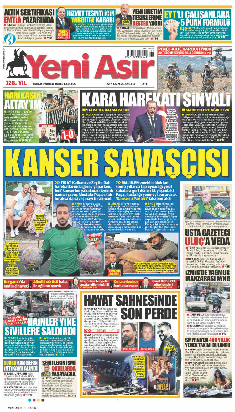 Portada de Yeni Asır (Turqu&iacute;a)