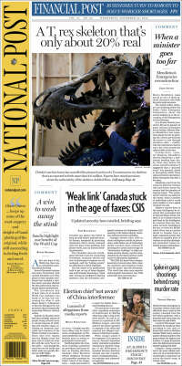 Portada de The National Post (Canada)