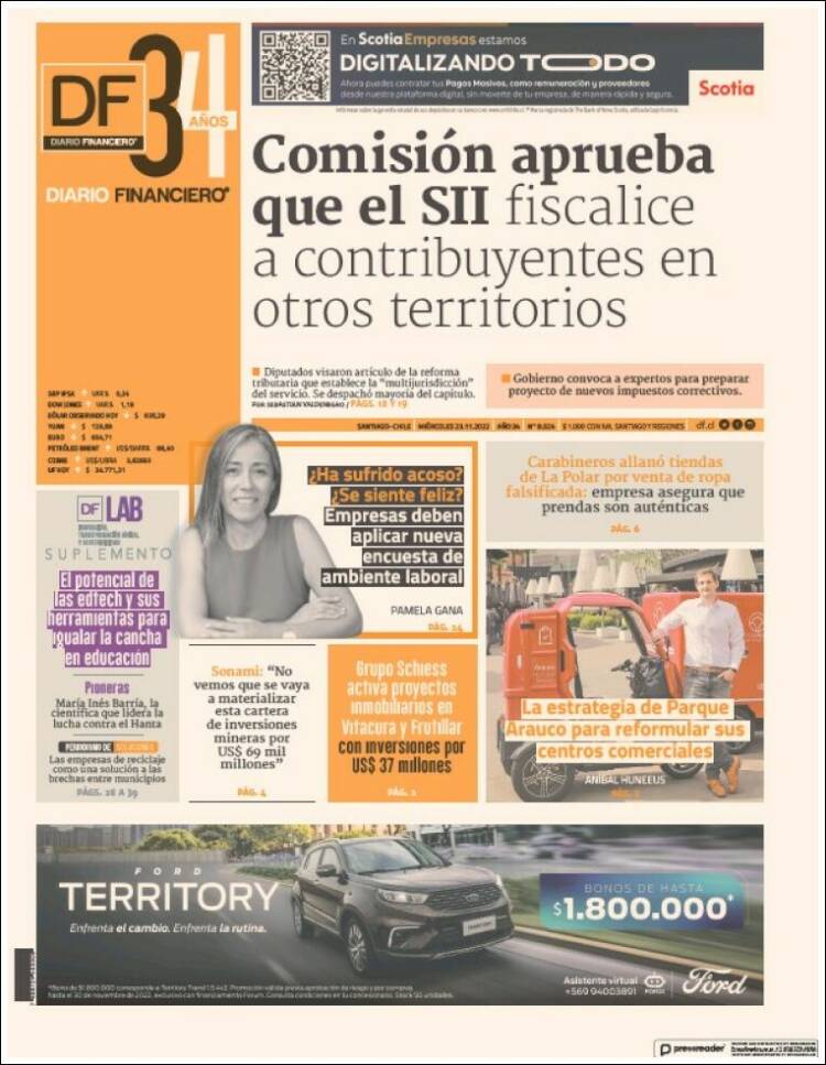 Portada de Diario Financiero (Chile)