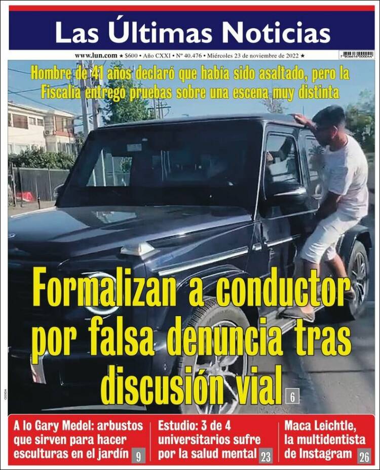 Portada de Las Últimas Noticias (Chile)