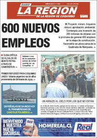 Portada de Diario La Región de Coquimbo (Chile)