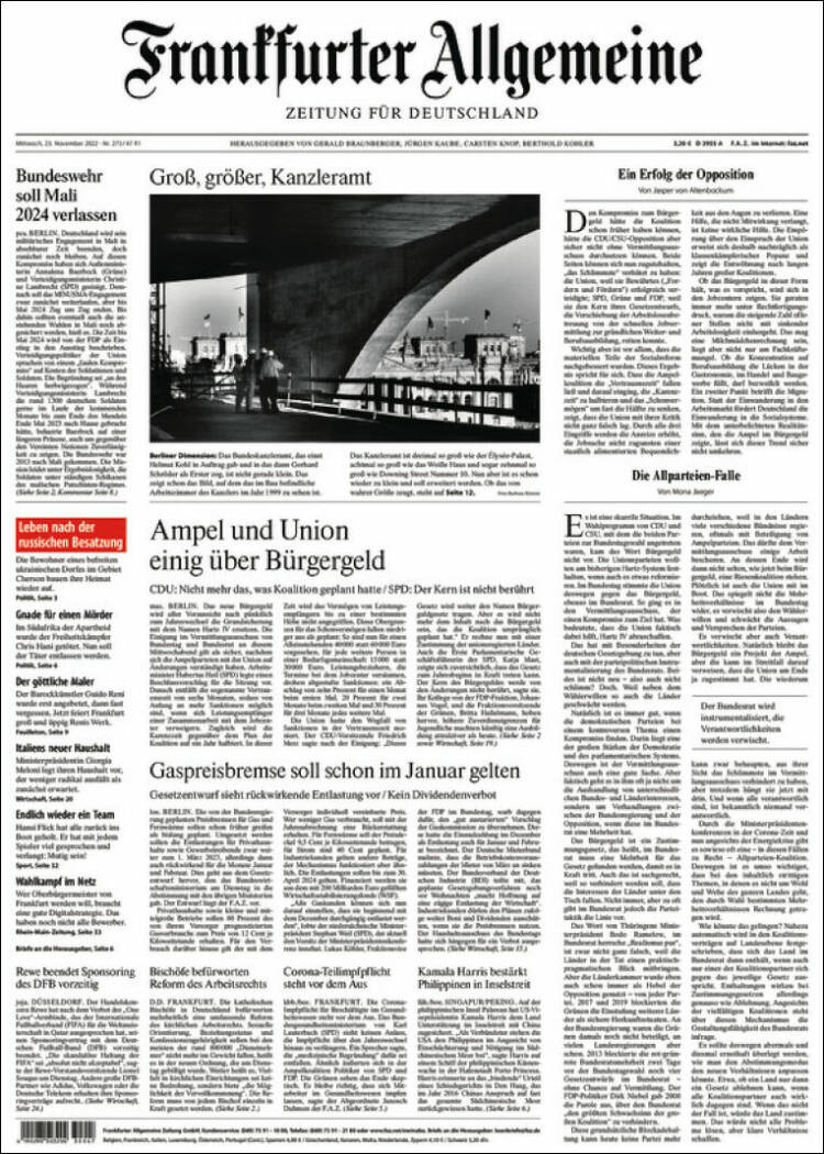 Portada de Frankfurter Allgemeine (Alemania)