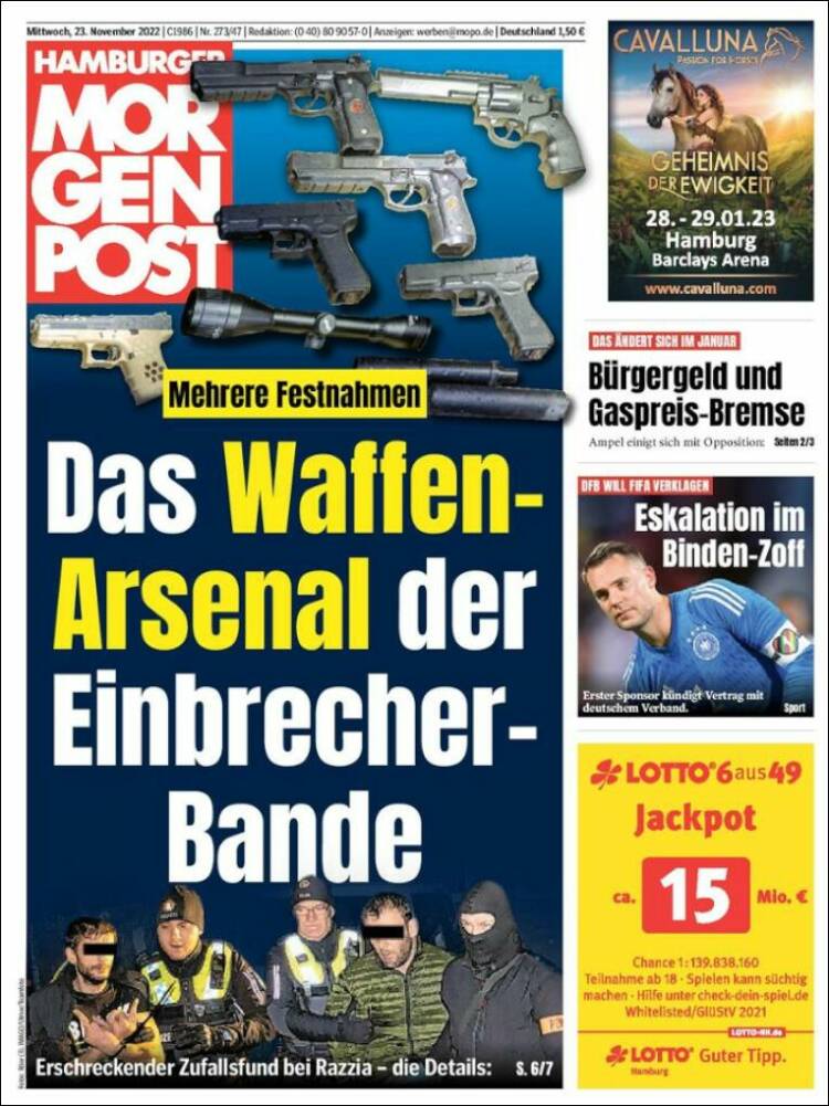 Portada de Hamburger Morgenpost  (Alemania)