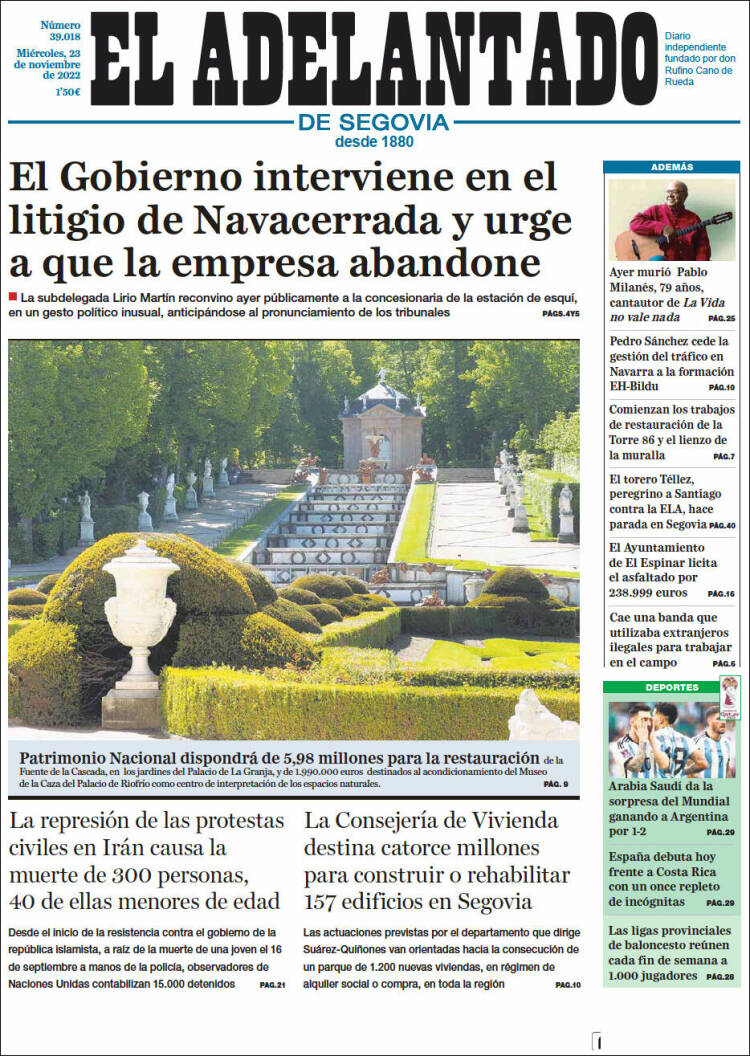 Portada de El Adelantado de Segovia (España)