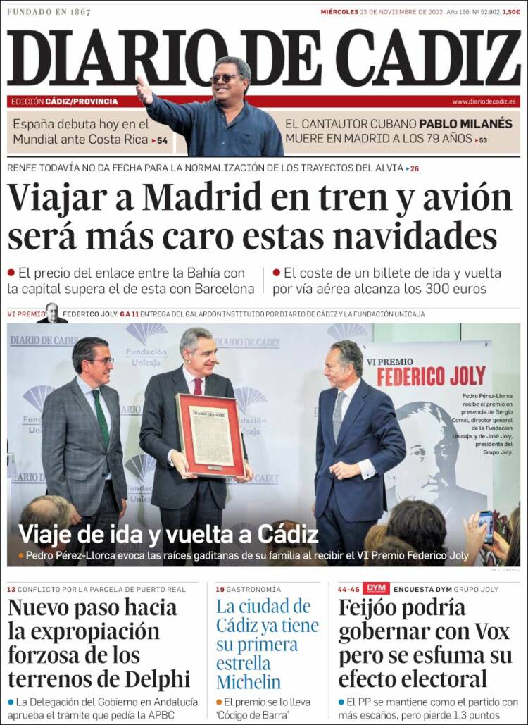 Portada de Diario de Cádiz (España)