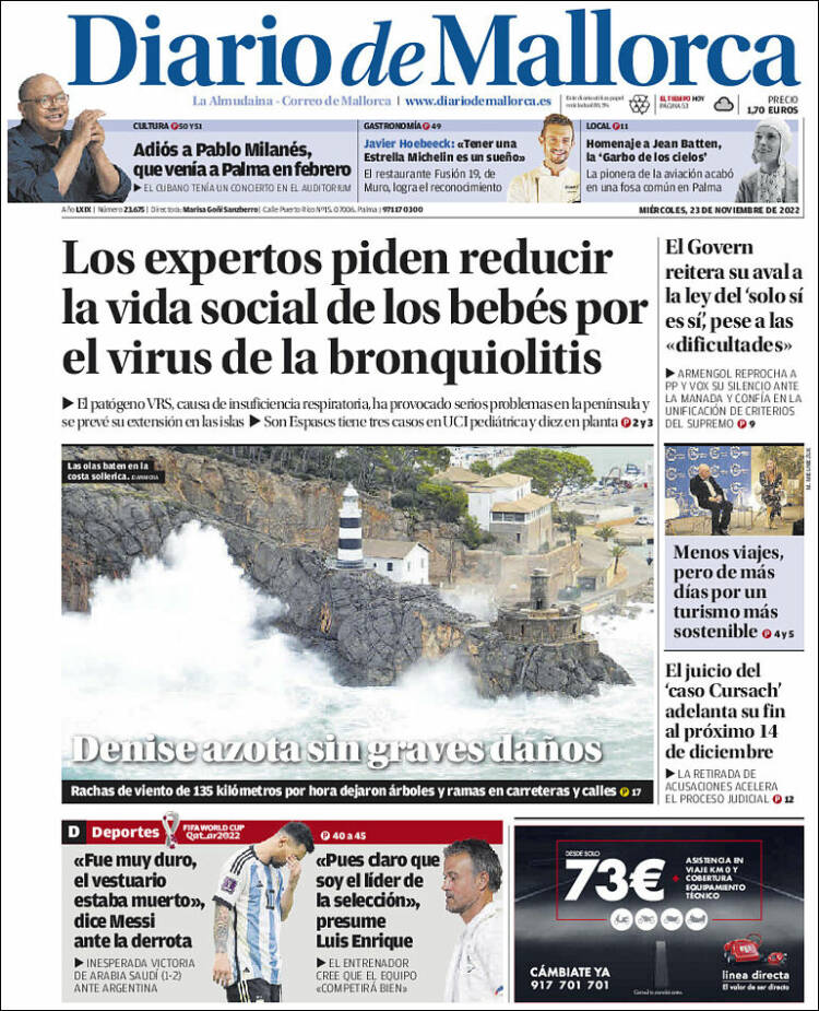 Portada de Diario de Mallorca (España)