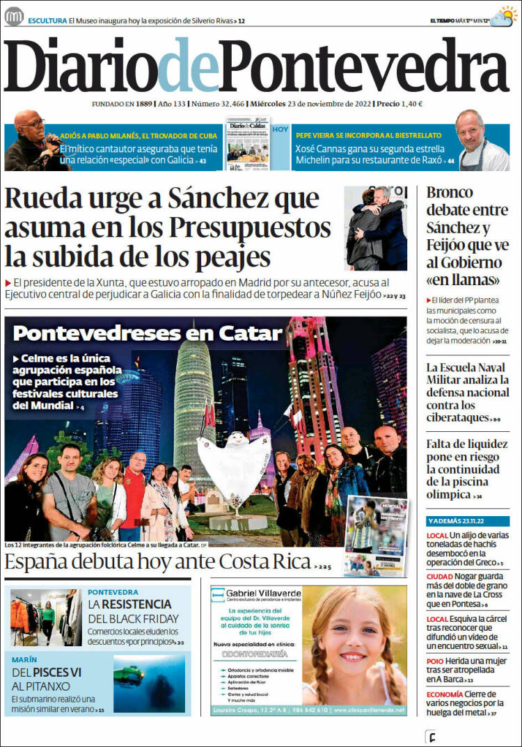 Portada de Diario de Pontevedra (España)