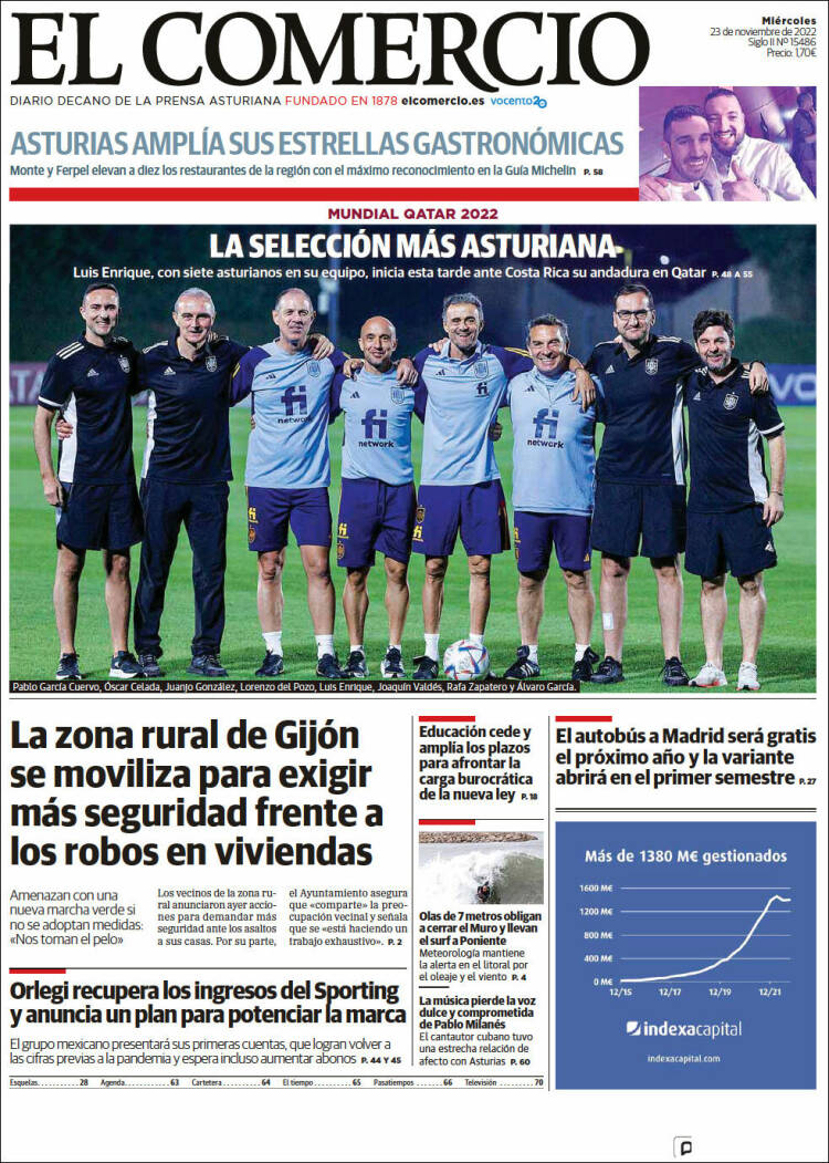 Portada de El Comercio - Gijón (España)