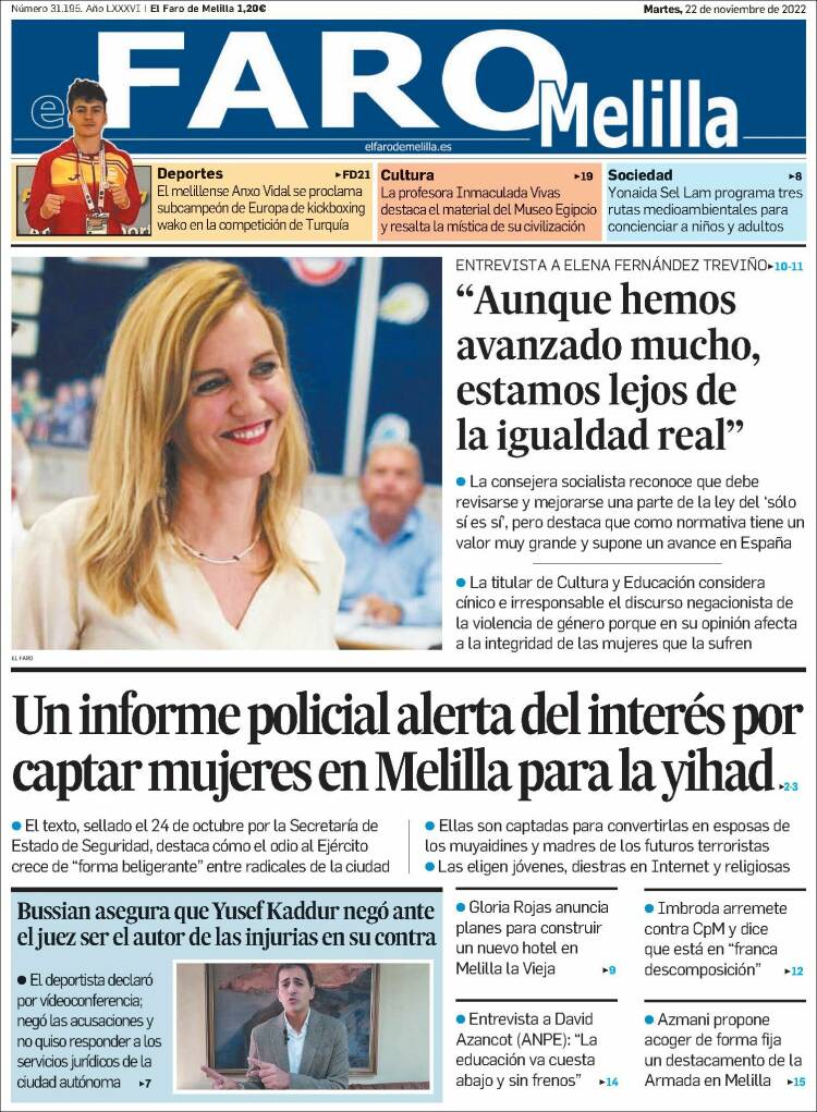 Portada de El Faro de Melilla (España)