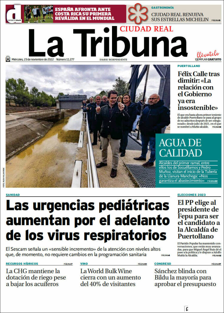 Portada de La Tribuna de Ciudad Real (España)