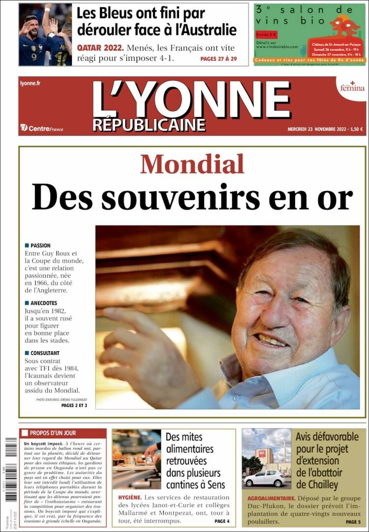 Portada de L'Yonne-Républicaine (Francia)