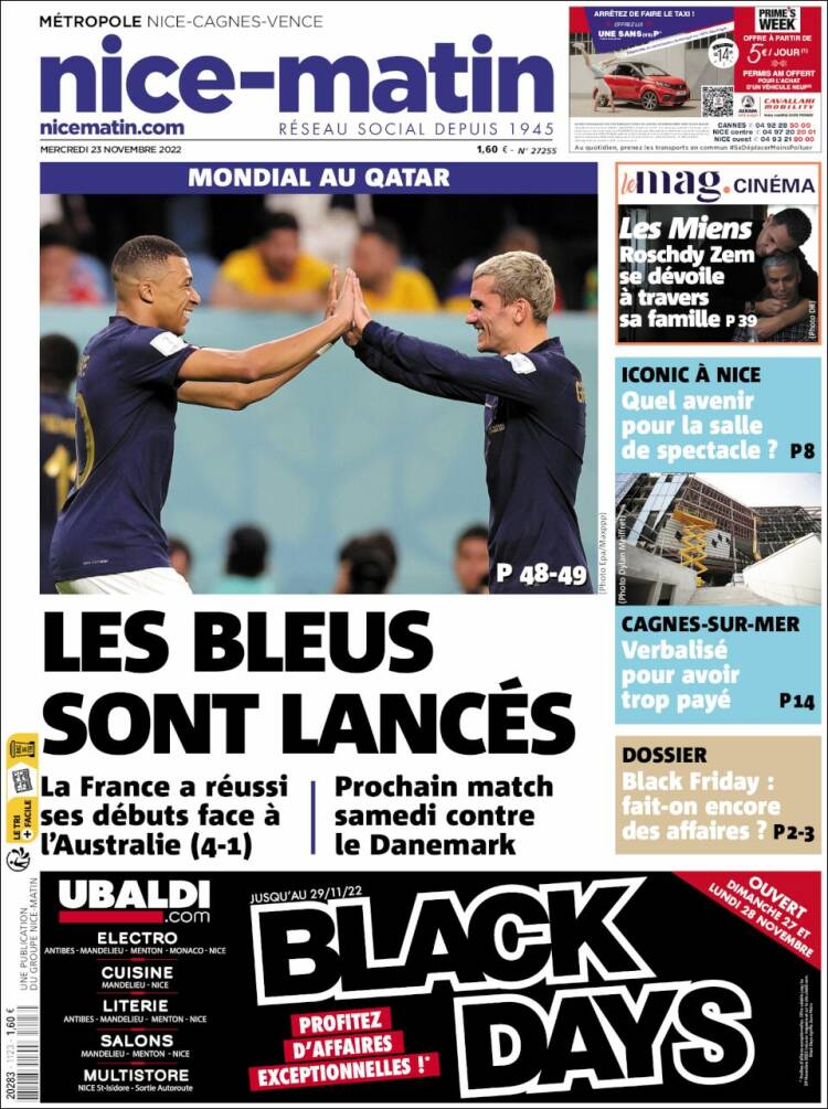 Portada de Nice-Matin (Francia)