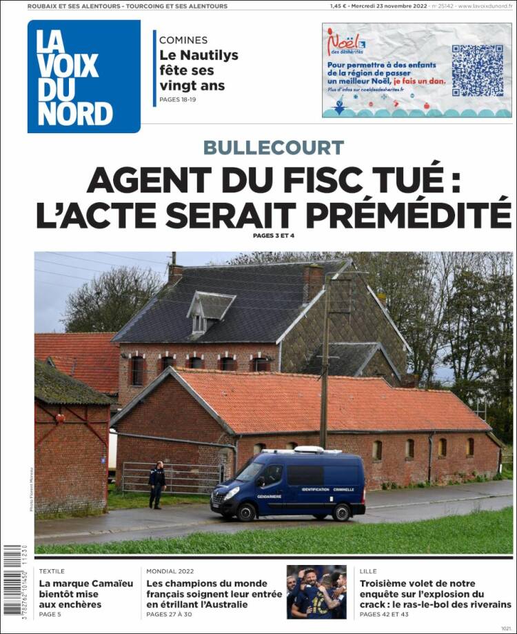 Portada de La Voix du Nord (Francia)