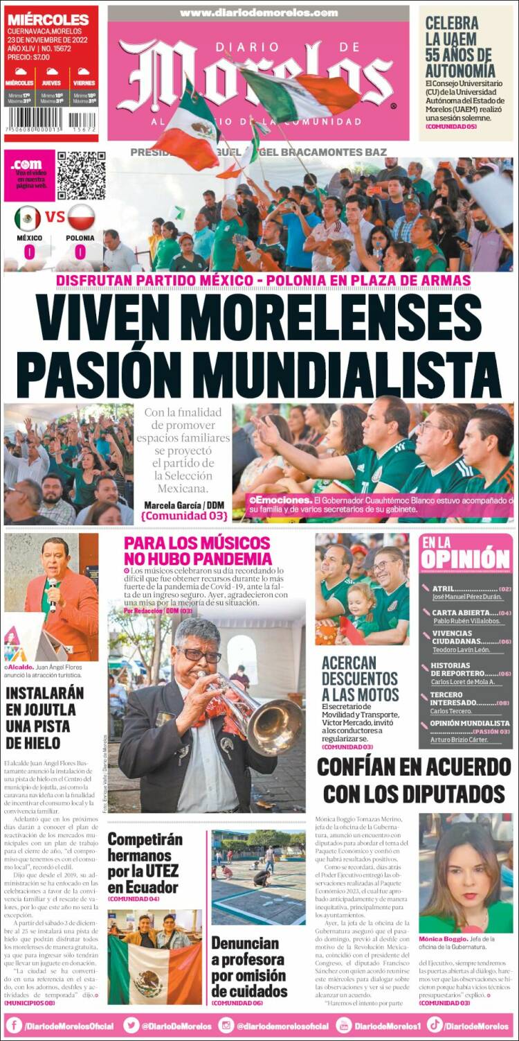 Portada de Diario de Morelos (México)