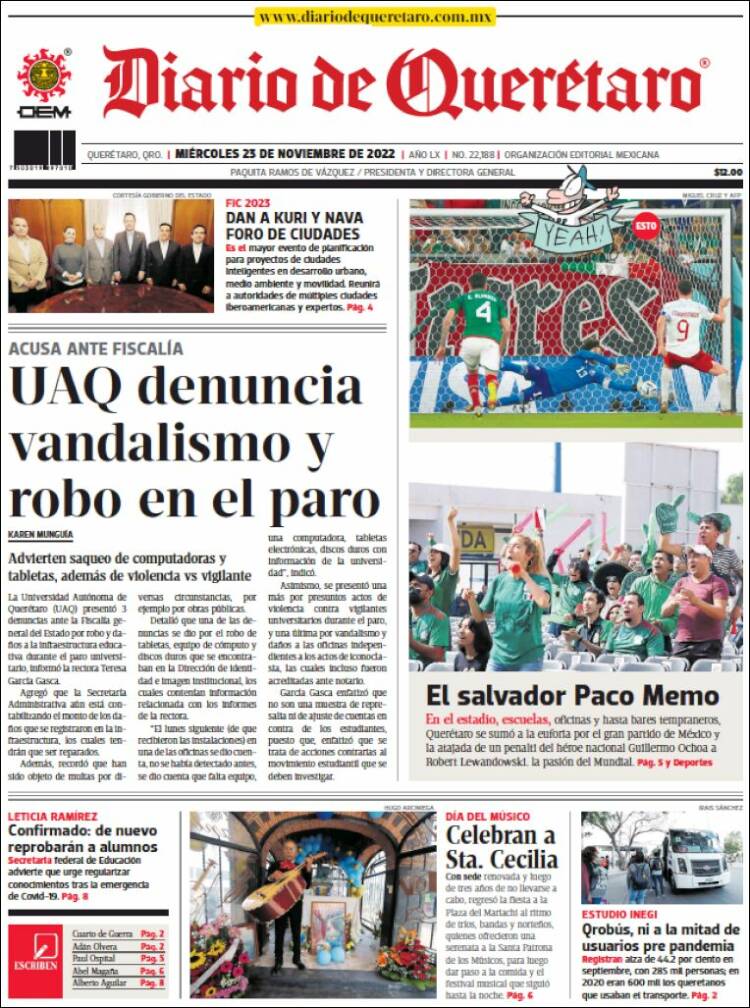 Portada de Diario de Querétaro (México)