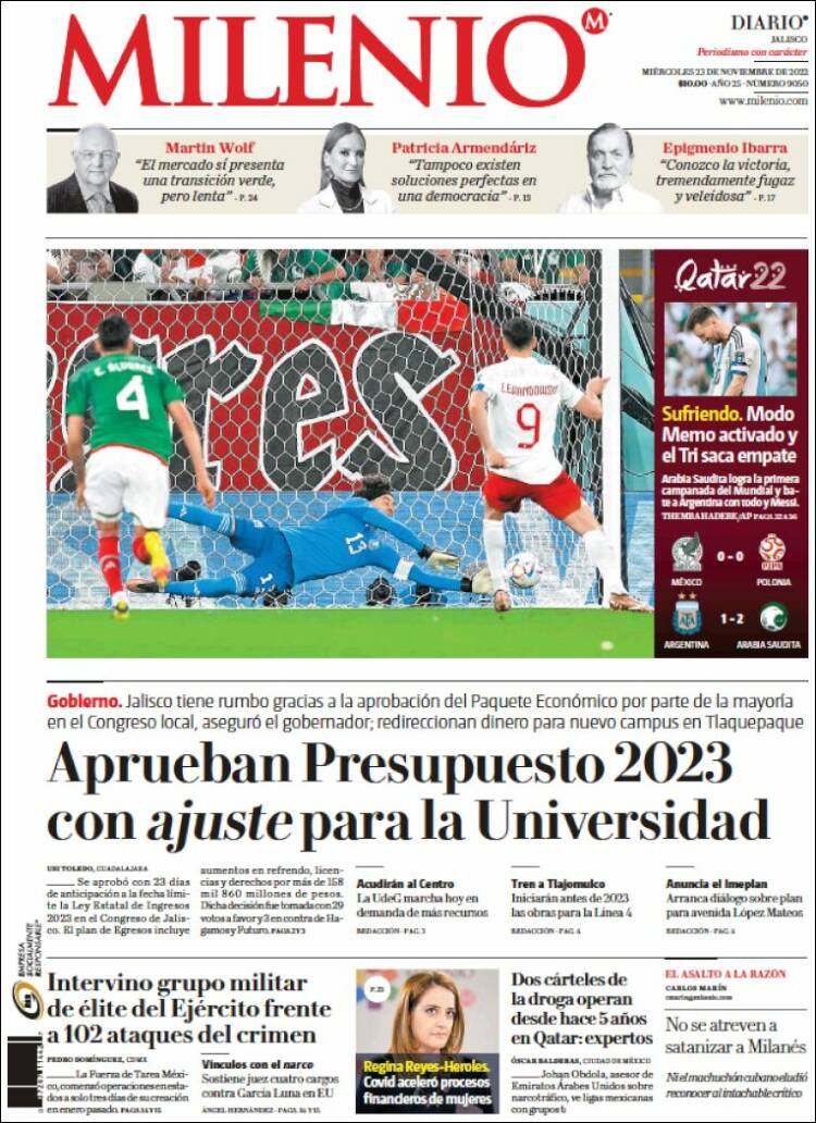 Portada de Milenio - Jalisco (México)