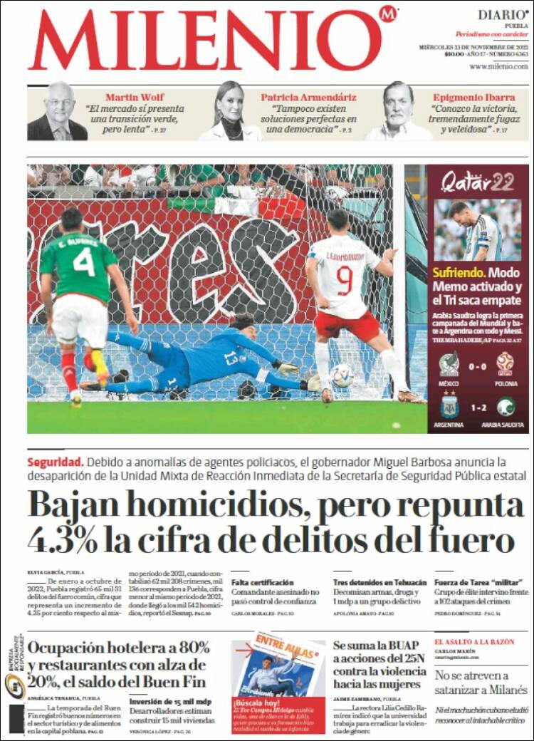 Portada de Milenio de Puebla (México)