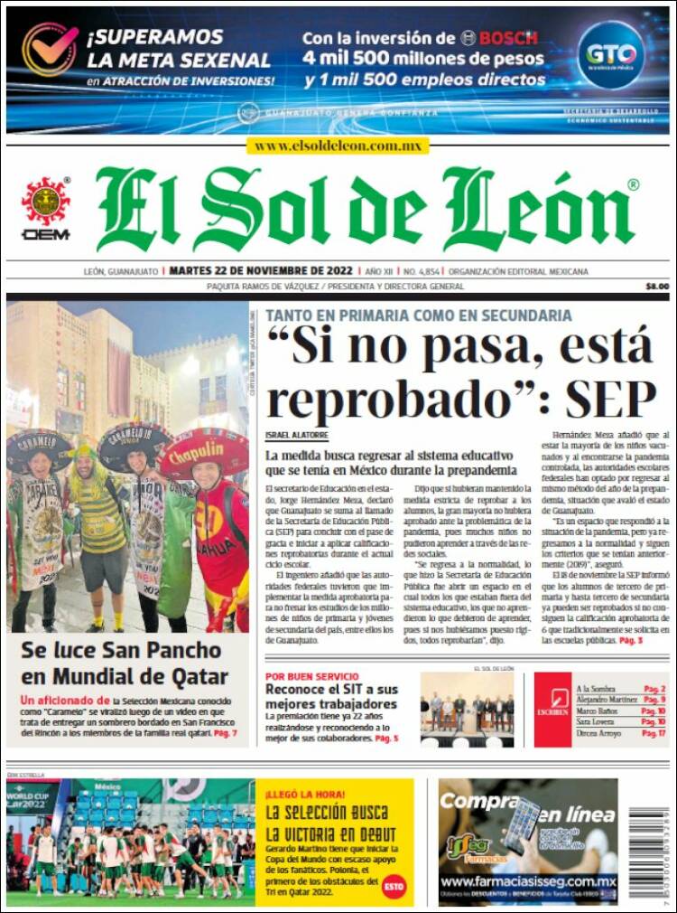 Portada de El Sol de León (México)