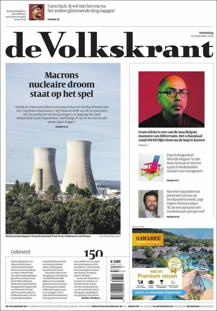 Portada de De Volkskrant (Pa&iacute;ses Bajos)