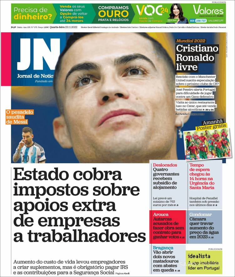 Portada de Jornal de Notícias (Portugal)